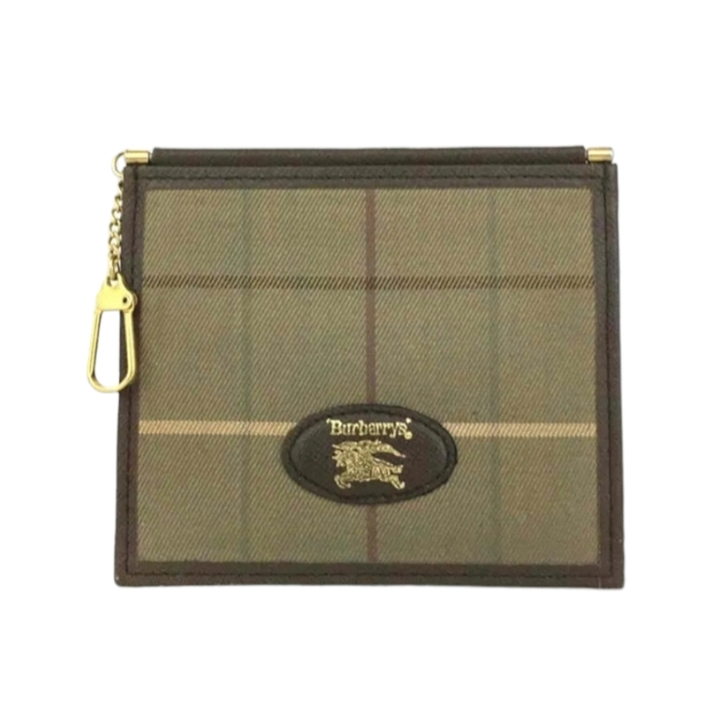 Burberrys Check Canvas Leather Nylon Card Case